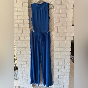Two Piece Blue Women's Jumpsuit
